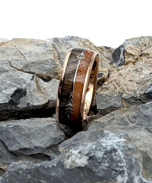 BAGUE EN BOIS Flèche de Cupidon rose Passion - Bois Eden