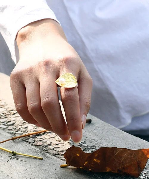 BAGUE FEUILLE OR Nusa or - Bois Eden