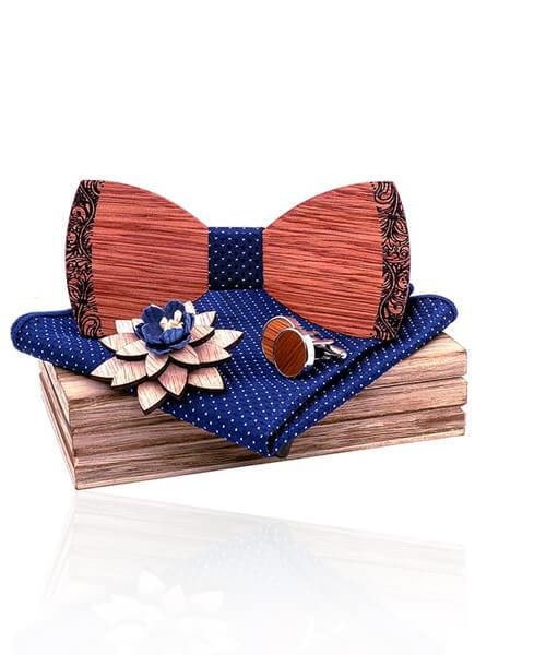 COFFRET NOEUD PAPILLON BOIS Arbousier bleu - Bois Eden