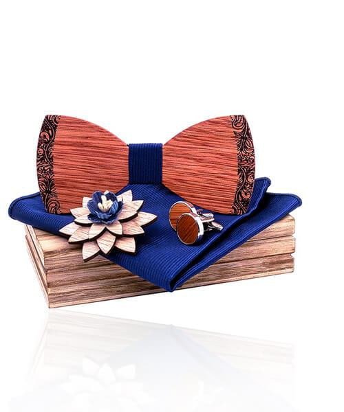 COFFRET NOEUD PAPILLON BOIS Arbousier bleu foncé - Bois Eden