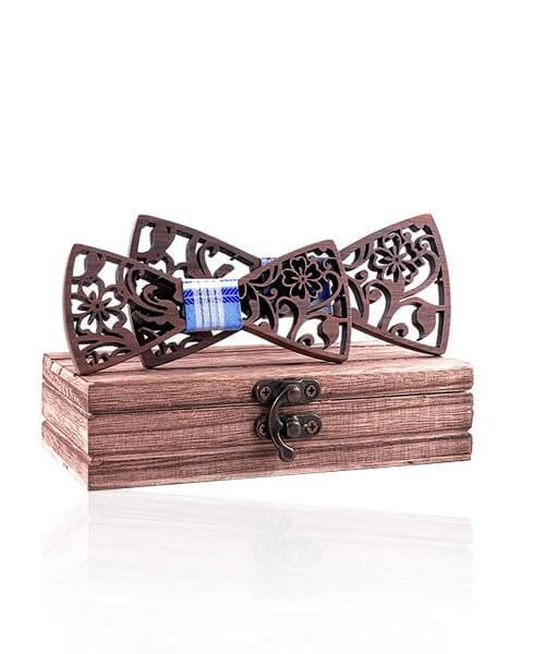COFFRET NOEUD PAPILLON BOIS Hibiscus bleu - Bois Eden