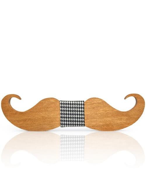 NOEUD PAPILLON ENFANT MOUSTACHE Aristo noir et blanc - Bois Eden